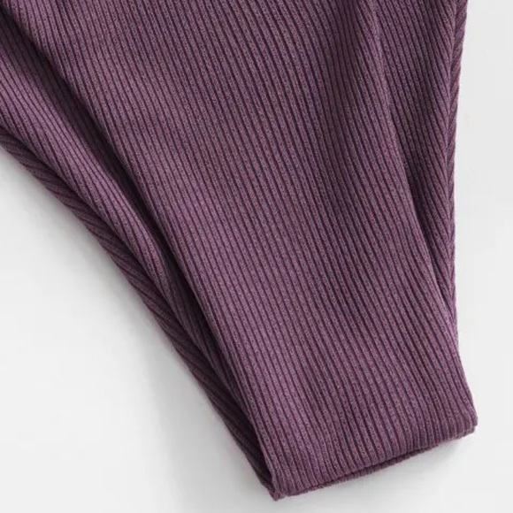 ZAFUL Ruffled Crisscross Ribbed Bikini Swimsuit - Dull Purple S - Picture 5 of 7